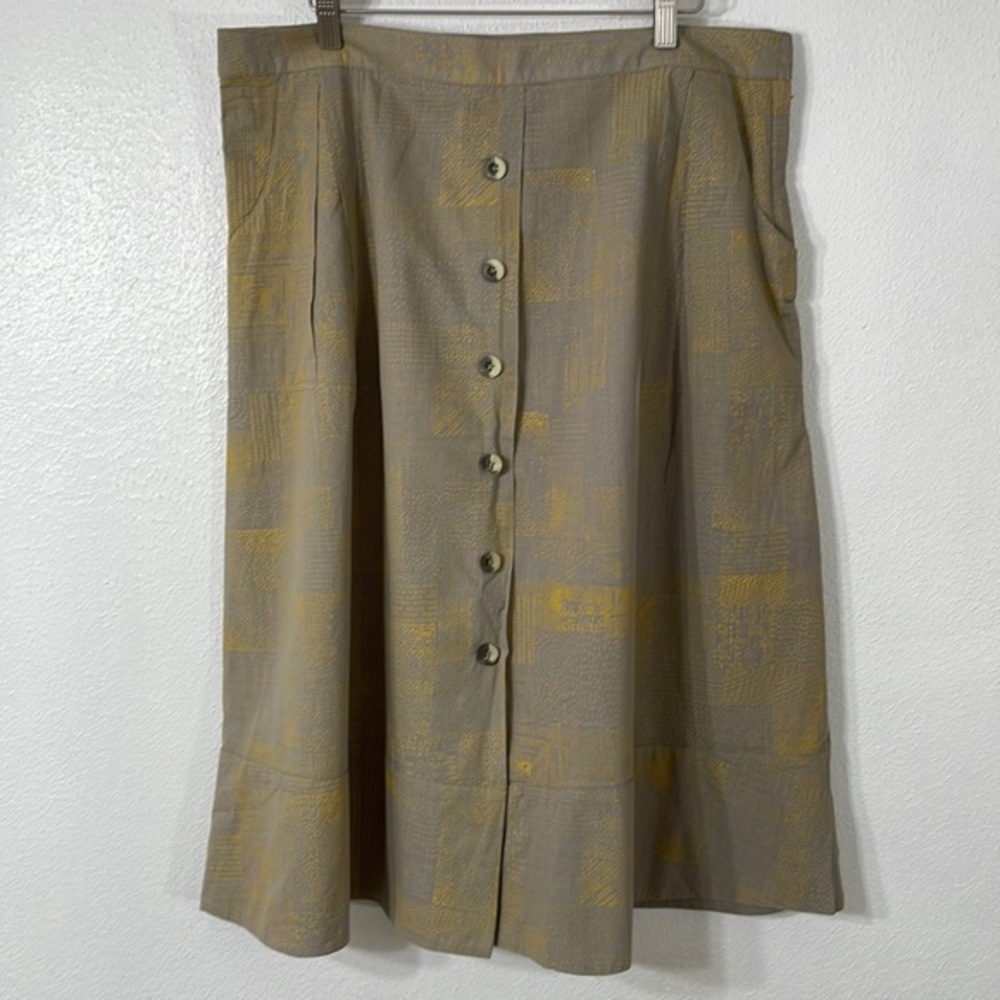 Fabels by FabIndia taupe and yellow block print design skirt